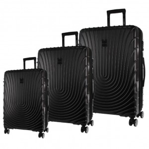 3-Piece Sets Pierre Cardin Hard Shell 3-Piece Luggage Set Travel Czarne | BWKHX-4276