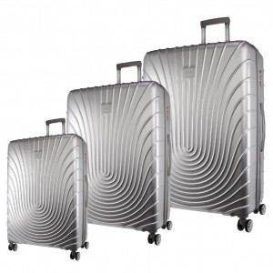 3-Piece Sets Pierre Cardin Hard Shell 3-Piece Luggage Set Travel Srebrne | KIGYR-9387