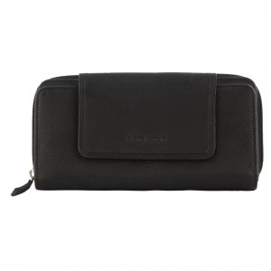 Bi-Fold Wallets Pierre Cardin Leather Bi-Fold Tab Wallet Damskie Czarne | JKHPA-1743