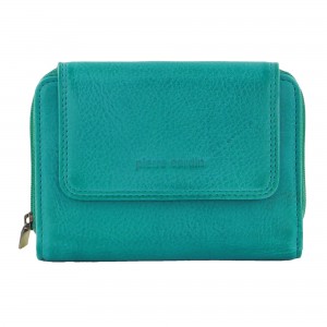Bi-Fold Wallets Pierre Cardin Leather Compact Bi-Fold Tab Wallet Damskie Turkusowe | AKITS-3265