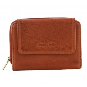 Bi-Fold Wallets Pierre Cardin Leather Compact Bi-Fold Tab Wallet Damskie Brązowe | XJRZD-6082