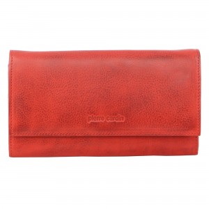 Bi-Fold Wallets Pierre Cardin Rustic Leather Wallet Damskie Czerwone | VUHYR-8609