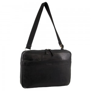 Business Computer Bags Pierre Cardin Italian Leather Business Computer Bag Męskie Czarne | ESZUK-6215