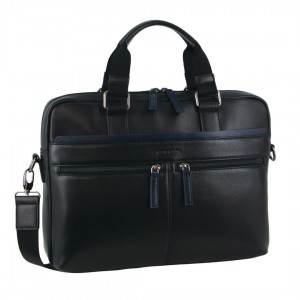 Business Computer Bags Pierre Cardin Leather Business Computer Bag Męskie Granatowe | CQDHE-0914