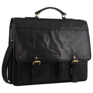 Business Computer Bags Pierre Cardin Leather Business Computer Bag Męskie Czarne | WHFCU-4819