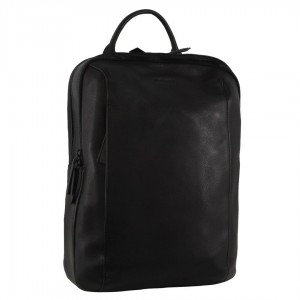Business Computer Bags Pierre Cardin Leather Business Laptop Backpack Męskie Czarne | QCHWX-8607