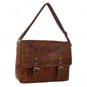 Business Computer Bags Pierre Cardin Leather Business Satchel Męskie Brązowe | NGYLE-2609