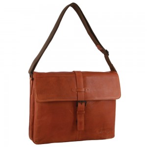 Business Computer Bags Pierre Cardin Leather Flap-over Computer Bag Męskie Brązowe | LNKGD-6824