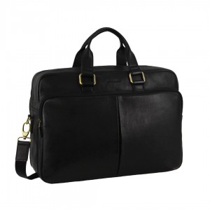 Business Computer Bags Pierre Cardin Rustic Business Computer Bag Męskie Czarne | SAZTK-9532