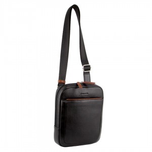 Business Computer Bags Pierre Cardin Skórzane Cross-Body Bag Męskie Czarne | YGXSQ-8694