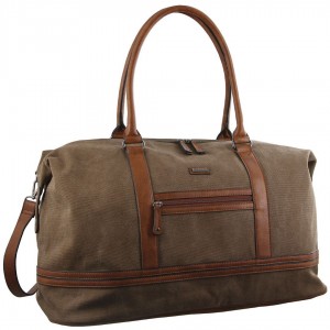 Canvas Bags Pierre Cardin Canvas Overnight Bag Damskie Brązowe | TUMEO-6839