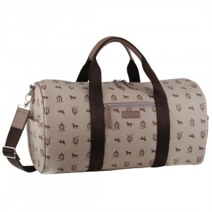 Canvas Bags Pierre Cardin Leather Canvas Print Design Duffle Bag Męskie Beżowe | OSKUH-7596