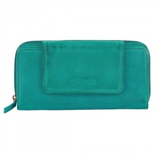 Duże Portfele Pierre Cardin Leather Bi-Fold Tab Wallet Damskie Turkusowe | KQOYL-6124
