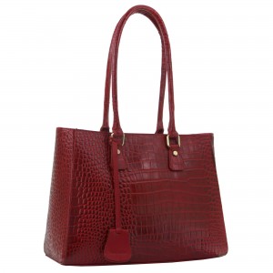 Handbags Pierre Cardin Croc-Embossed Leather Shoulder Bag Damskie Czerwone | WYCTA-1206
