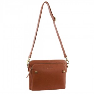 Kopertówka Pierre Cardin Leather Crossbody Bag Damskie Brązowe | BVDUR-6024