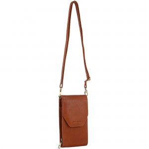 Kopertówka Pierre Cardin Leather Crossbody Phone Wallet Bag Damskie Brązowe | UTXYV-0164