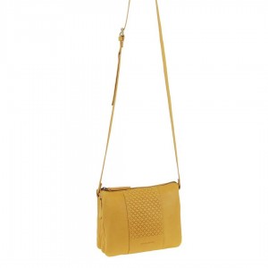 Kopertówka Pierre Cardin Leather Diamond Pattern Embossed Crossbody Bag Damskie Musztardowe | RQEDK-7062