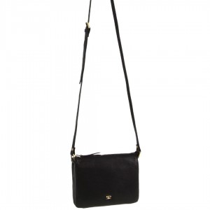 Kopertówka Pierre Cardin Leather Sleek Crossbody Bag Damskie Czarne | NIRHT-4297