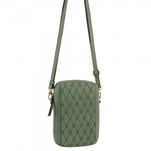Kopertówka Pierre Cardin leather Textured Design Phone Bag Damskie Oliwkowe | XGRLW-1309