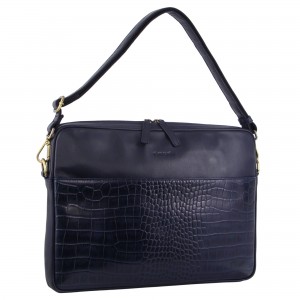 Laptop Pierre Cardin Croc-Embossed Leather Business Computer Bag Travel Granatowe | PEASJ-2479