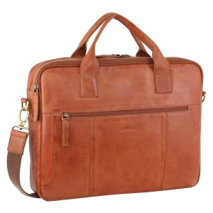 Laptop Pierre Cardin Rustic Leather Computer Bag Travel Brązowe | UFXCH-0321