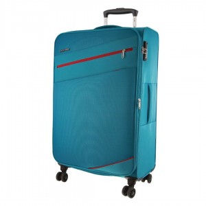 Large Cases Pierre Cardin 76cm LARGE Soft Shell Suitcase Travel Turkusowe | MOGTX-7964