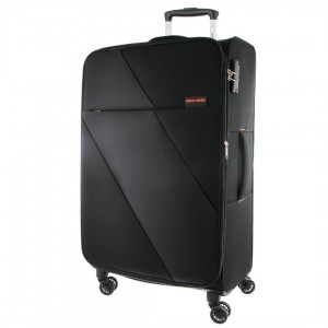 Large Cases Pierre Cardin 78cm LARGE Soft Shell Suitcase Travel Czarne | FNAUS-1295