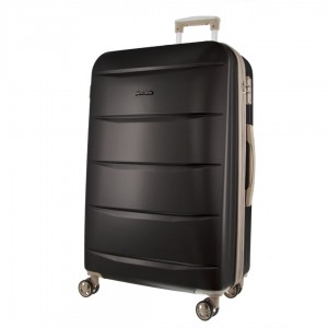 Large Cases Pierre Cardin 80cm Large Hard-Shell Suitcase Travel Czarne | VFIGM-9375