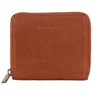 Medium Wallets Pierre Cardin Leather Zip around wallet Damskie Brązowe | VHLOK-9170