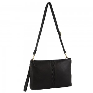 Mobile Phone Wallets Pierre Cardin Leather Wristlet Crossbody Bag Damskie Czarne | FODZU-4762