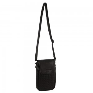 Mobile Phone Wallets Pierre Cardin Leather Embossed Woven Wallet Bag Damskie Czarne | EBDNO-4823