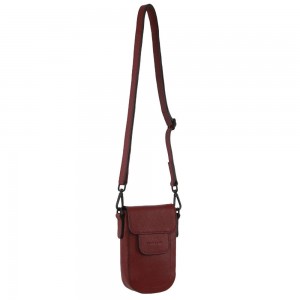 Mobile Phone Wallets Pierre Cardin Leather Rustic Phone Bag Damskie Ciemny Czerwone | AYNJB-0865
