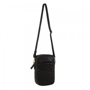 Mobile Phone Wallets Pierre Cardin Leather Embossed Phone Crossbody Bag Damskie Czarne | TPNZW-1796