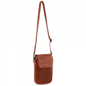 Mobile Phone Wallets Pierre Cardin Leather Embossed Woven Wallet Bag Damskie Brązowe | NRUEO-7604