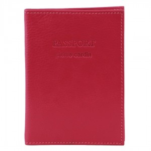Passport Wallets Pierre Cardin Leather Passport Wallet Cover Męskie Fuksja | JWRTF-4265