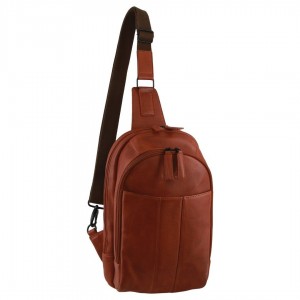 Plecaki Pierre Cardin Leather Sling Bag Męskie Brązowe | BNRFZ-1035
