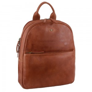 Plecaki Pierre Cardin Rustic Leather Business Backpack Computer Bag Damskie Brązowe | ACQTM-0896