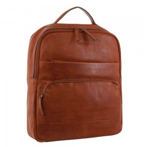 Plecaki Pierre Cardin Rustic Leather Business Backpack Computer Bag Damskie Brązowe | LKQMY-8624
