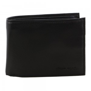 Portfel Trifold Pierre Cardin Italian Leather Two Tone Tri-Fold Wallet Męskie Czarne | ADQMT-3562