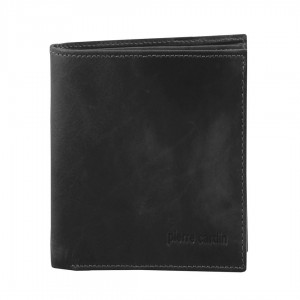 Portfel Trifold Pierre Cardin Rustic Leather Tri-Fold Wallet Męskie Czarne | AWUNH-0296