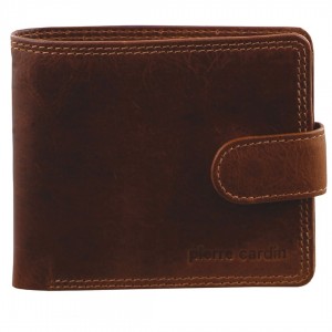 Portfel Trifold Pierre Cardin Rustic Leather Wallet Męskie Brązowe | RJUIA-7602