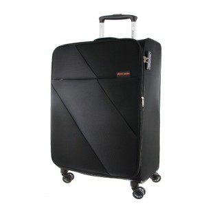 Soft Shell Cases Pierre Cardin 55cm CABIN Soft-Shell Suitcase Travel Czarne | FDQEW-1862