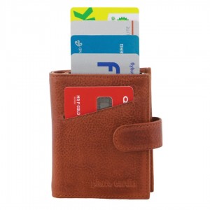 Tab Wallets Pierre Cardin Leather Smart Slide Card Holder Tab Wallet Męskie Brązowe | FPIHT-7342