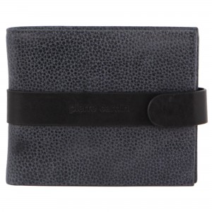 Tab Wallets Pierre Cardin Leather Tab Wallet Męskie Czarne | OLKGZ-9041