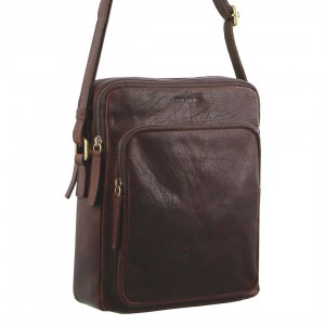 Tablet Bags Pierre Cardin Skórzane Cross-Body Bag Męskie Brązowe | HRBCX-2647