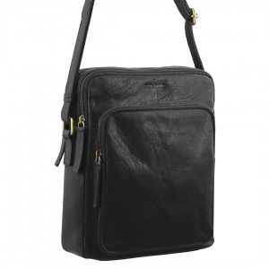 Tablet Bags Pierre Cardin Skórzane Cross-Body Bag Męskie Czarne | LPYUQ-5234