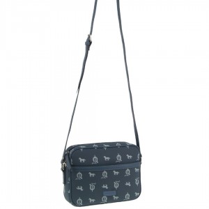 Torba Crossbody Pierre Cardin Canvas Leather Trim Square Cross-body Bag Damskie Niebieskie | PQKLZ-1670
