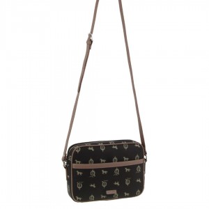 Torba Crossbody Pierre Cardin Canvas Leather Trim Square Cross-body Bag Damskie Czarne | ORFSQ-9765