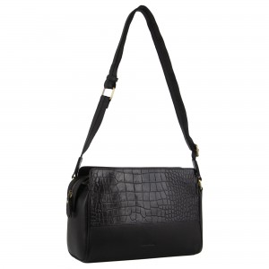 Torba Crossbody Pierre Cardin Croc-Embossed Leather Cross-Body Bag Damskie Czarne | BIOVP-8436