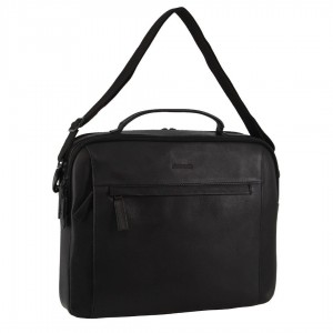 Torba Crossbody Pierre Cardin Italian Leather Computer Bag Męskie Czarne | XQSHN-1825